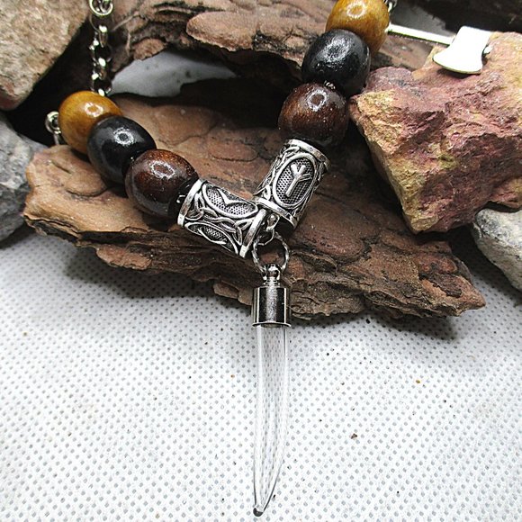 VIKING CREMATION HORN TOOTH PENDANT NECKLACE - Picture 7 of 10